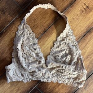 Lace Halter Bralette - Tan